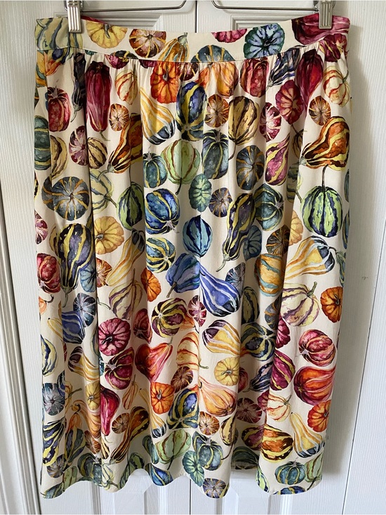 Modcloth Dresses & Skirts - ModCloth Fall Colourful Pumpkins Gourds Print Midi Skirt Full gathered Size XL